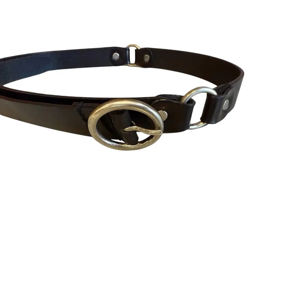 J Crew Genuine Leather Triple Ring Edgy Belt Black